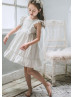 Ivory Chiffon Pleated Boho Flower Girl Dress